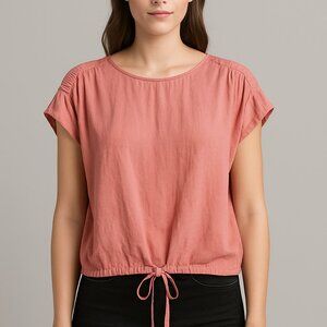 Naked Zebra Rose Pink Drawstring‎ Blouse